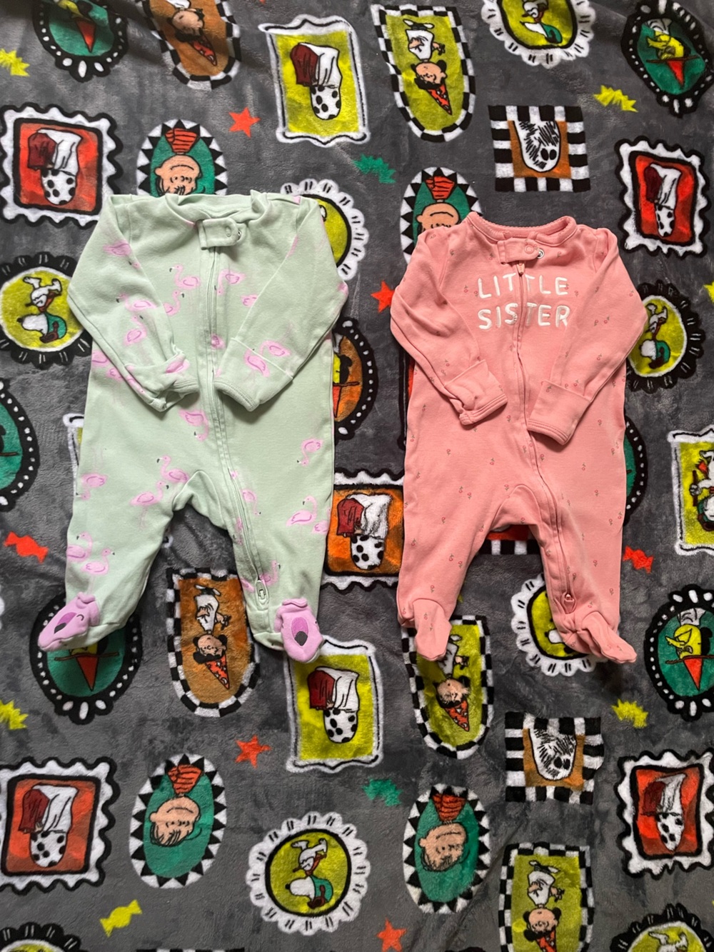 Carter's Pink 'Little Sister' & Mint Two-Pack Footed Pajamas - 3M